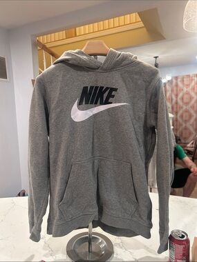 Nike Grey Pullover Hoodie with Black & White Logo